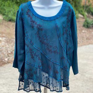 Sacred Threads rayon embroidered top from India